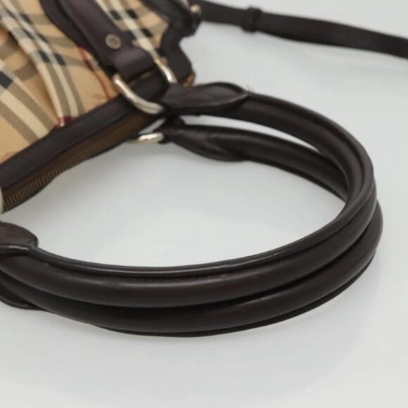 BURBERRY Nova Check Hand Bag PVC Leather 2way Beige Brown Auth 117724 - Picture 12 of 16